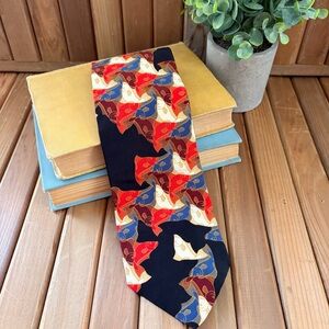 M.C. Escher Tessellation Fish Silk Tie Art Museum Graphic Novelty